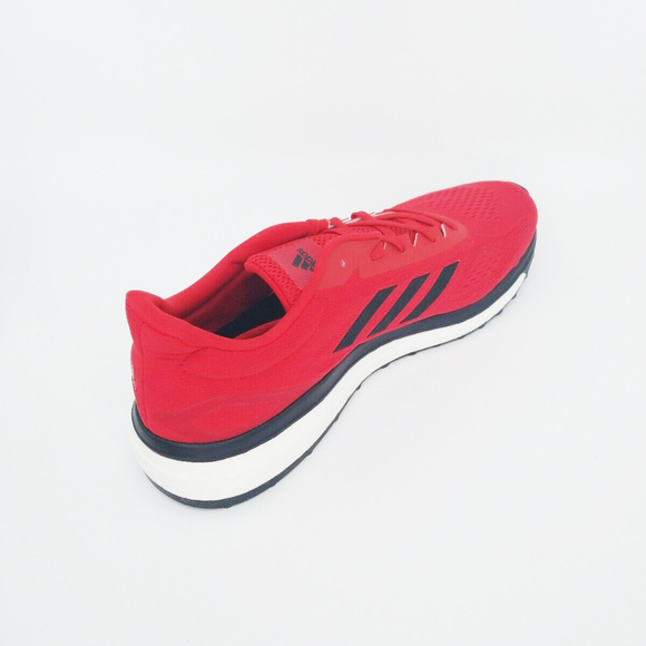 Adidas Mens Boost Red Black Lace Up Running Shoes - Picture 6 of 8